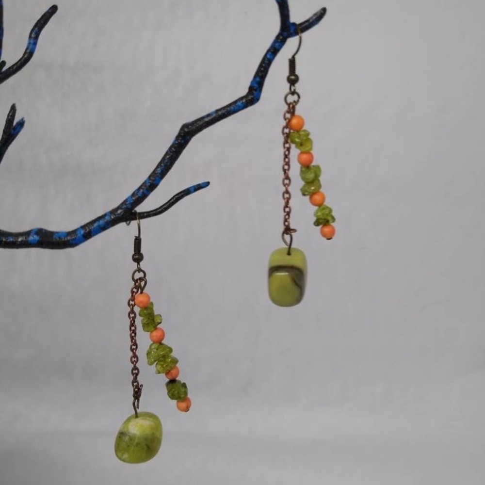 Green & Orange Stone Earring